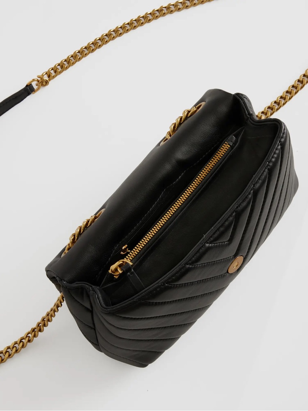 Quince Black Quilted convertible Crossbody Bag with Gold Chain - Picture 12 of 14